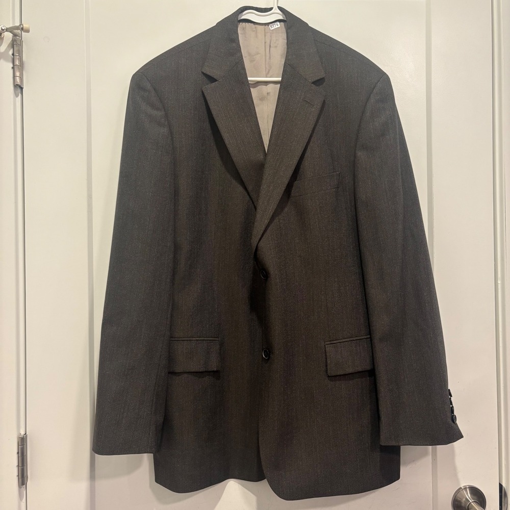 Hugo Boss Mens Dark Brown Virgin Wool Two Button Blazer Sport Coat Jacket 44R
